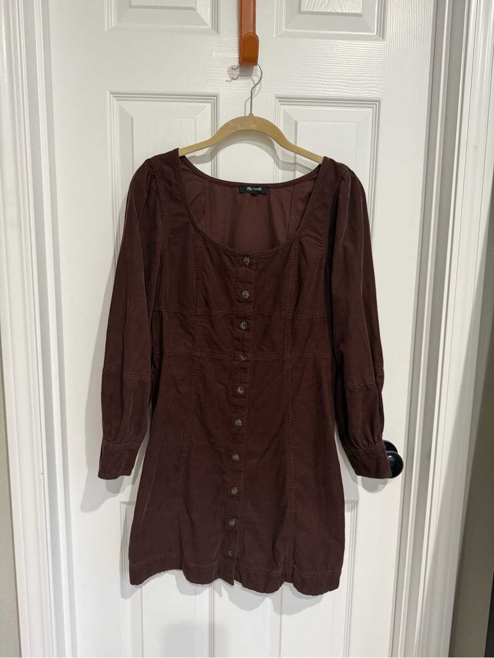 Madewell Brown Corduroy Scoop-Neck Dress